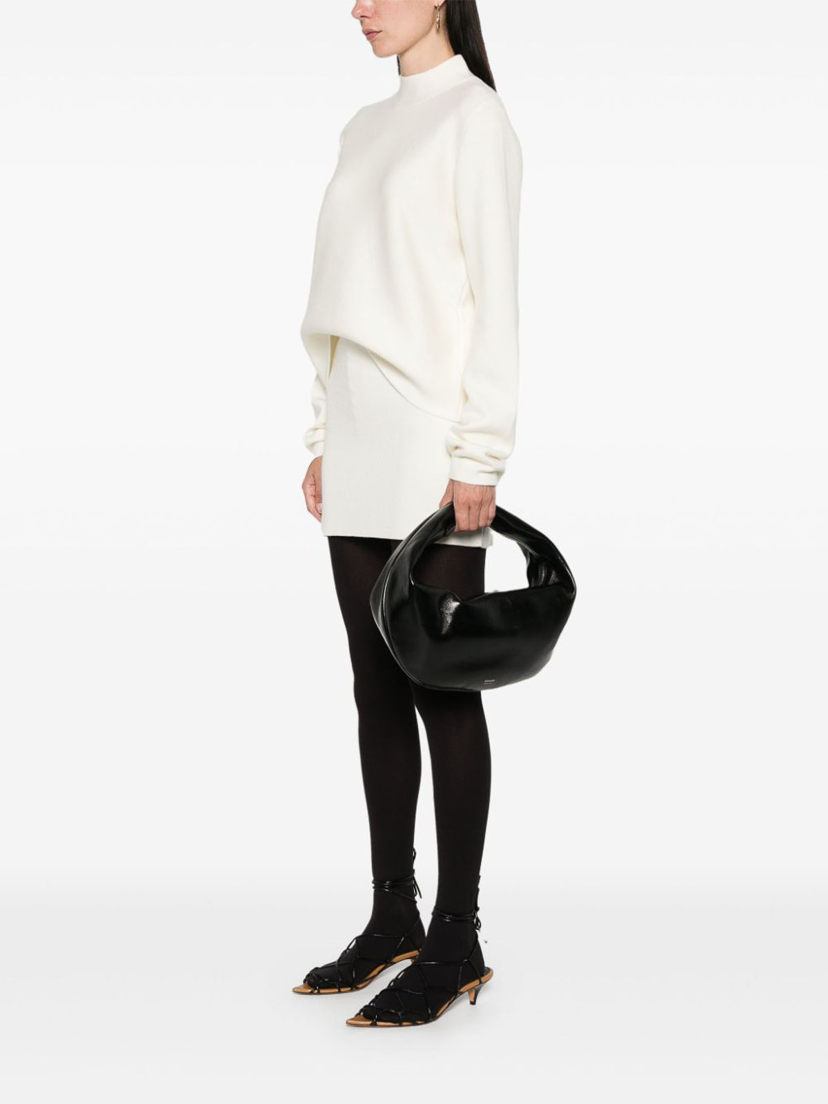 Khaite Olivia Medium Patent Leather Hobo Bag In Black