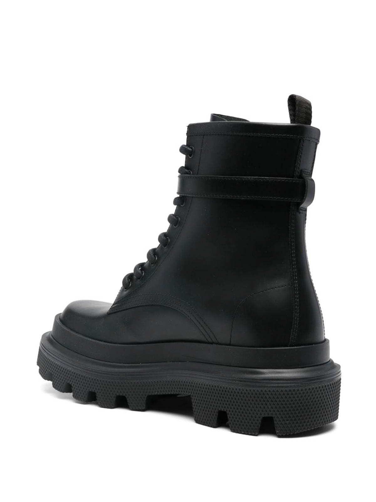 Dolce & Gabbana Leather Combat Boots In Black