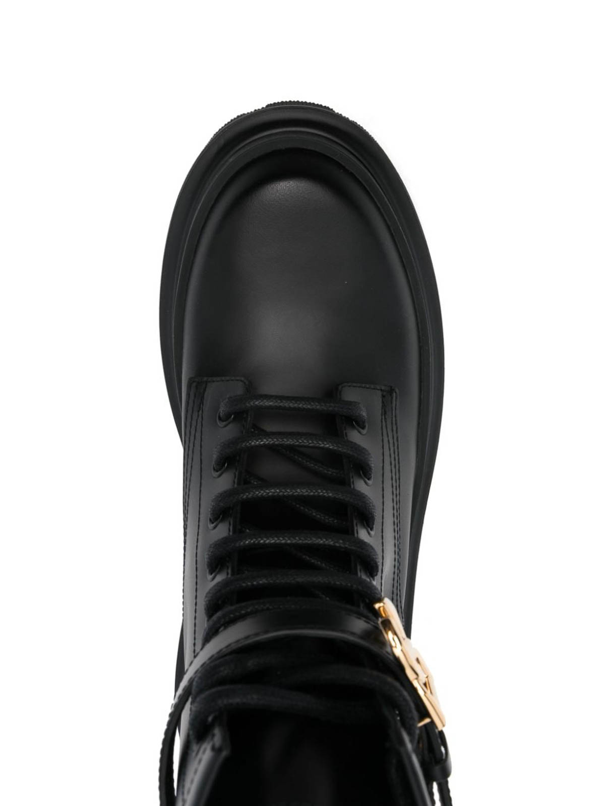 Dolce & Gabbana Leather Combat Boots In Black