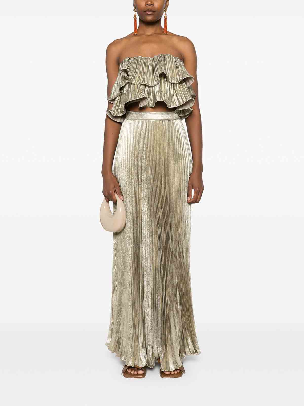L'Ide Woman Long Skirt - Gold - Women|ROMANCESKIRTGOLD