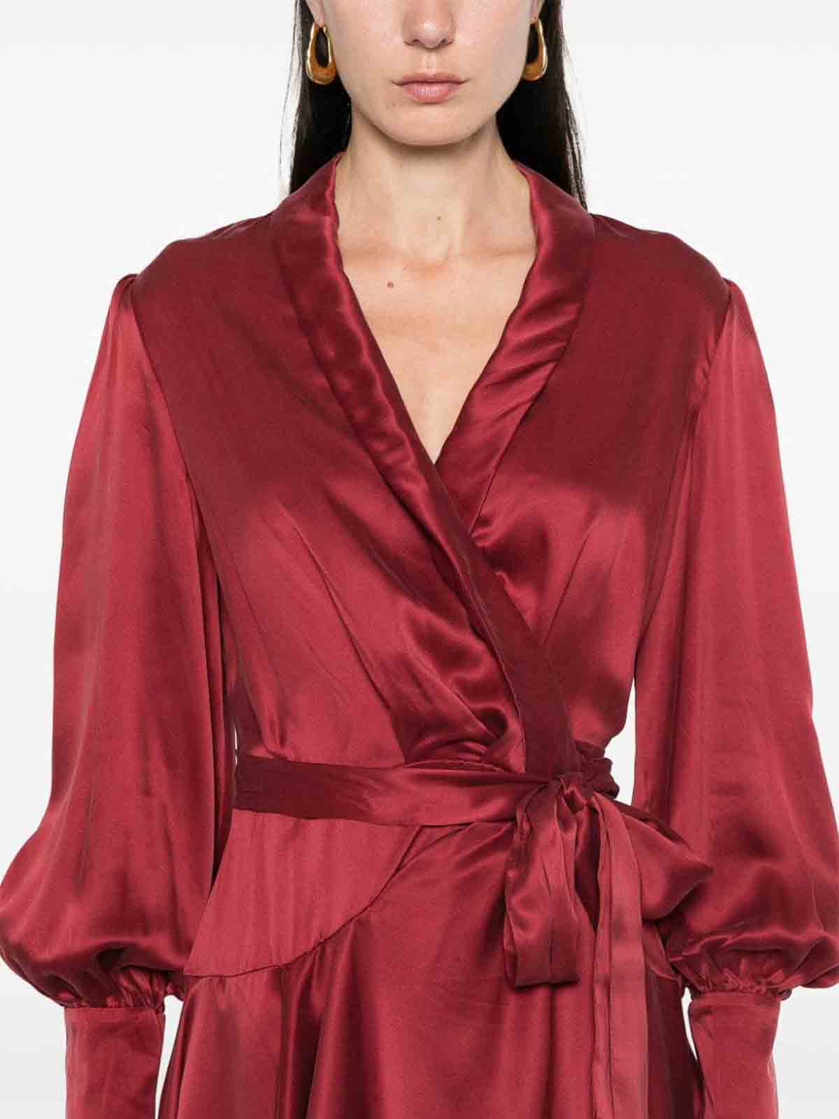 Zimmermann Wrap Dress Seta - Burgundy - Women|8067DF24RBUR Zimmermann Wrap Dress Seta - Burgundy - Women|8067DF24RBUR