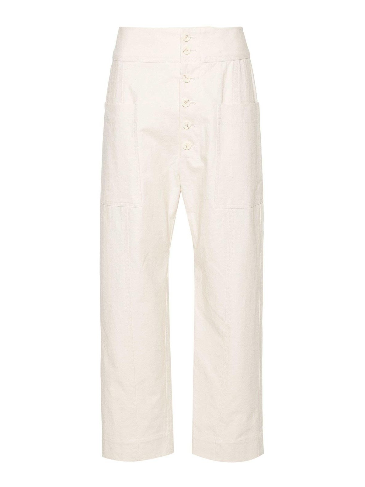 Plan C Trousers With Buttons In Cream