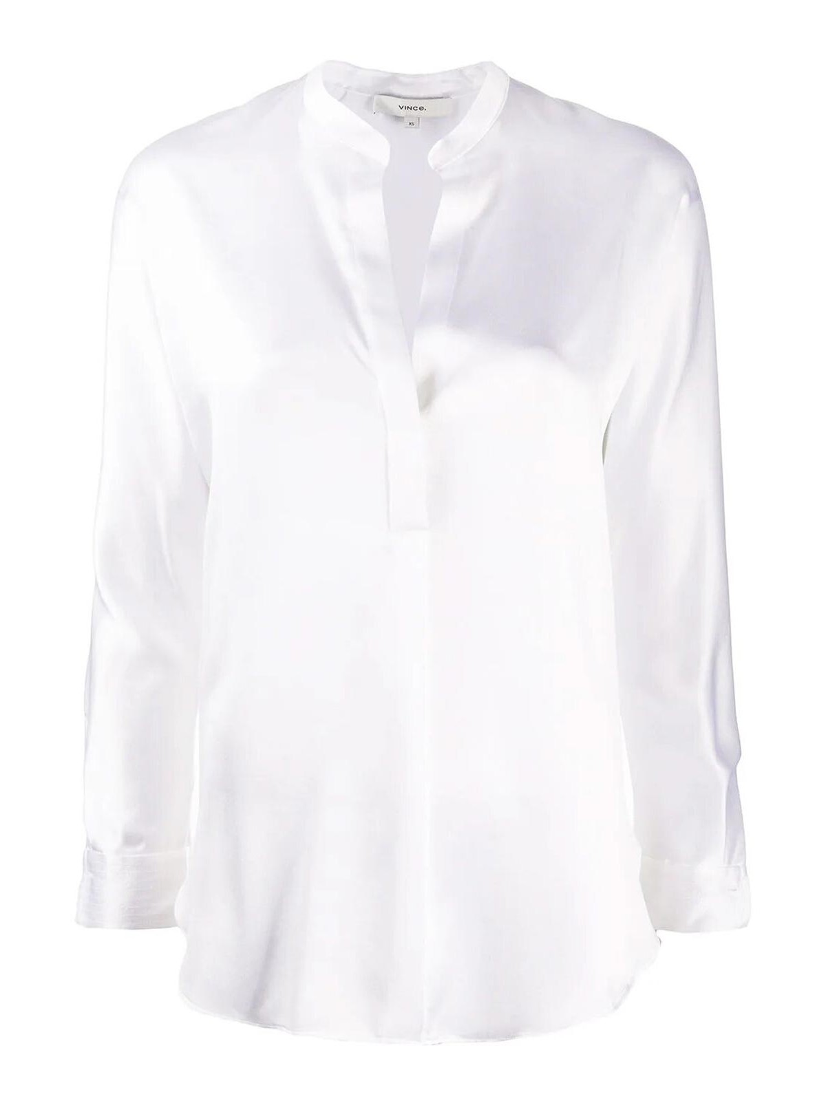 Shop Vince Band Collar Blouse In White