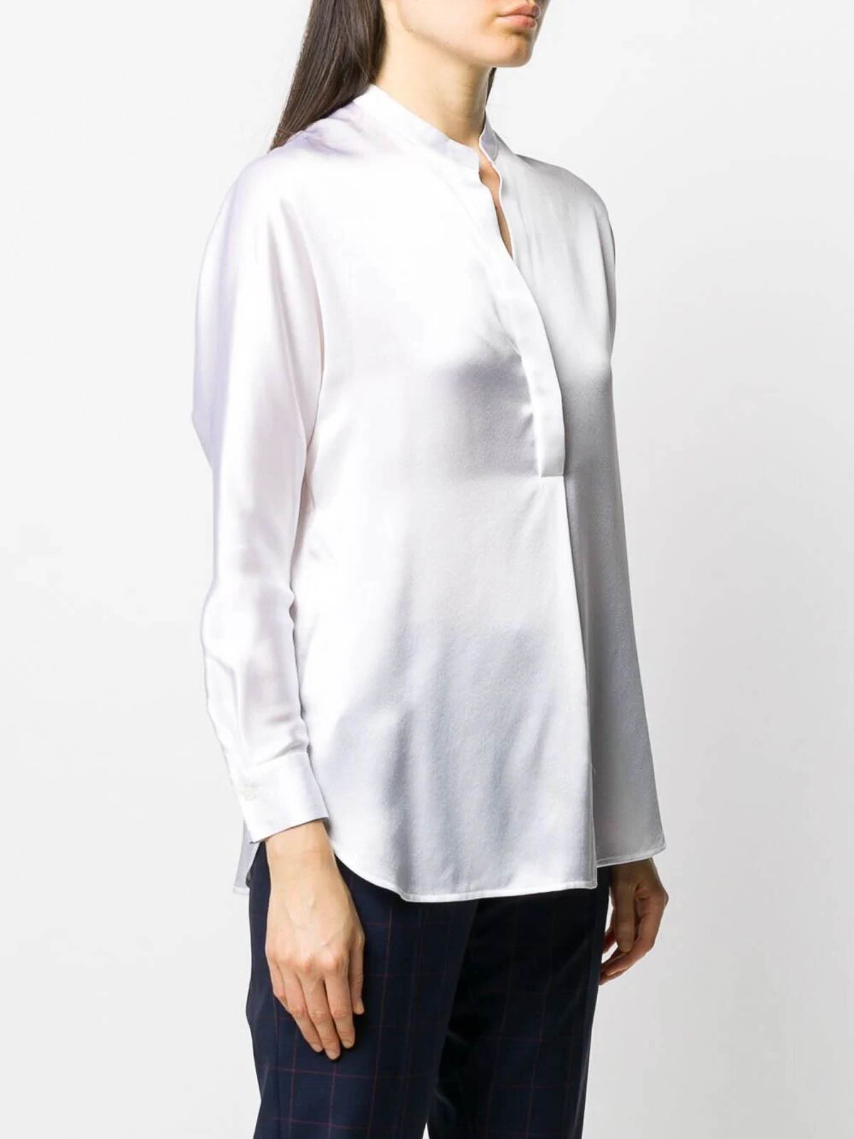 Shop Vince Band Collar Blouse In White