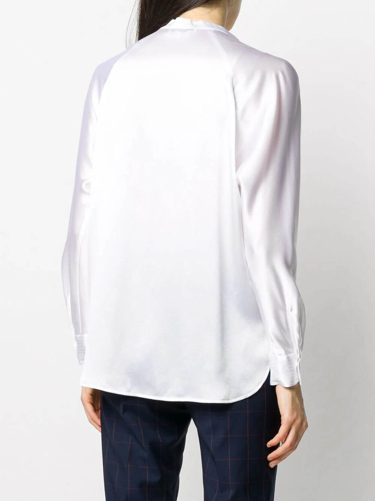 Shop Vince Band Collar Blouse In White