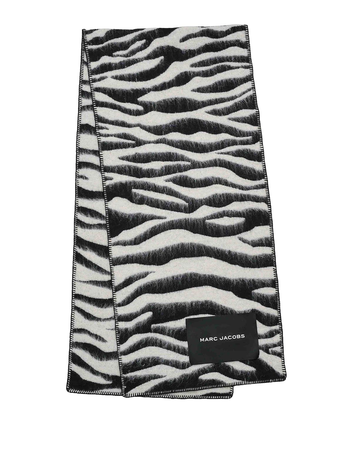 Marc Jacobs Zebra Brushed Scarf In Black