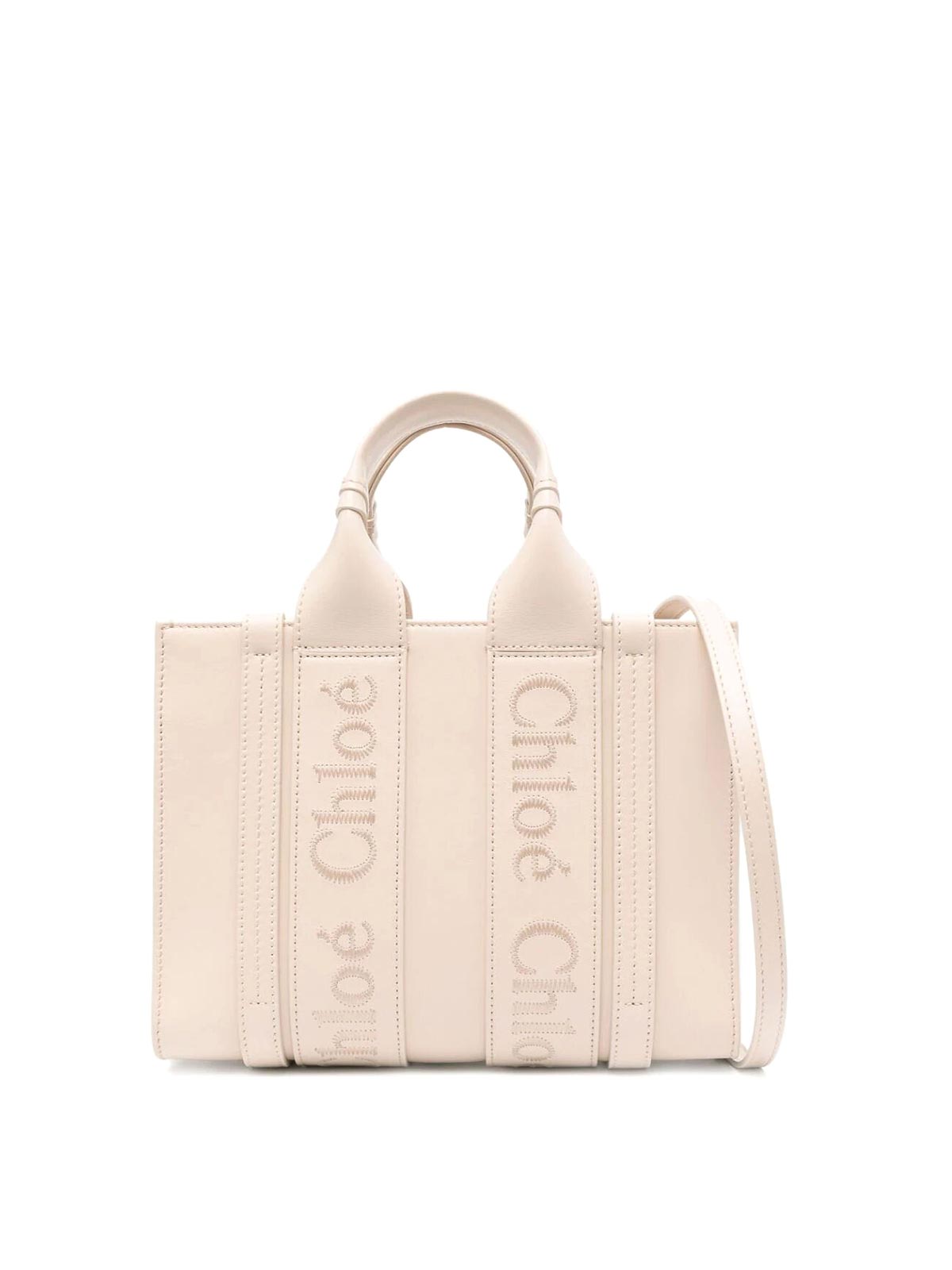 Chloé Small Leather Woody Tote Bag In Taupe
