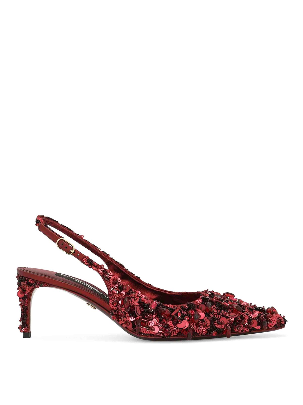 Dolce & Gabbana Sling Full Paillettes In Dark Red