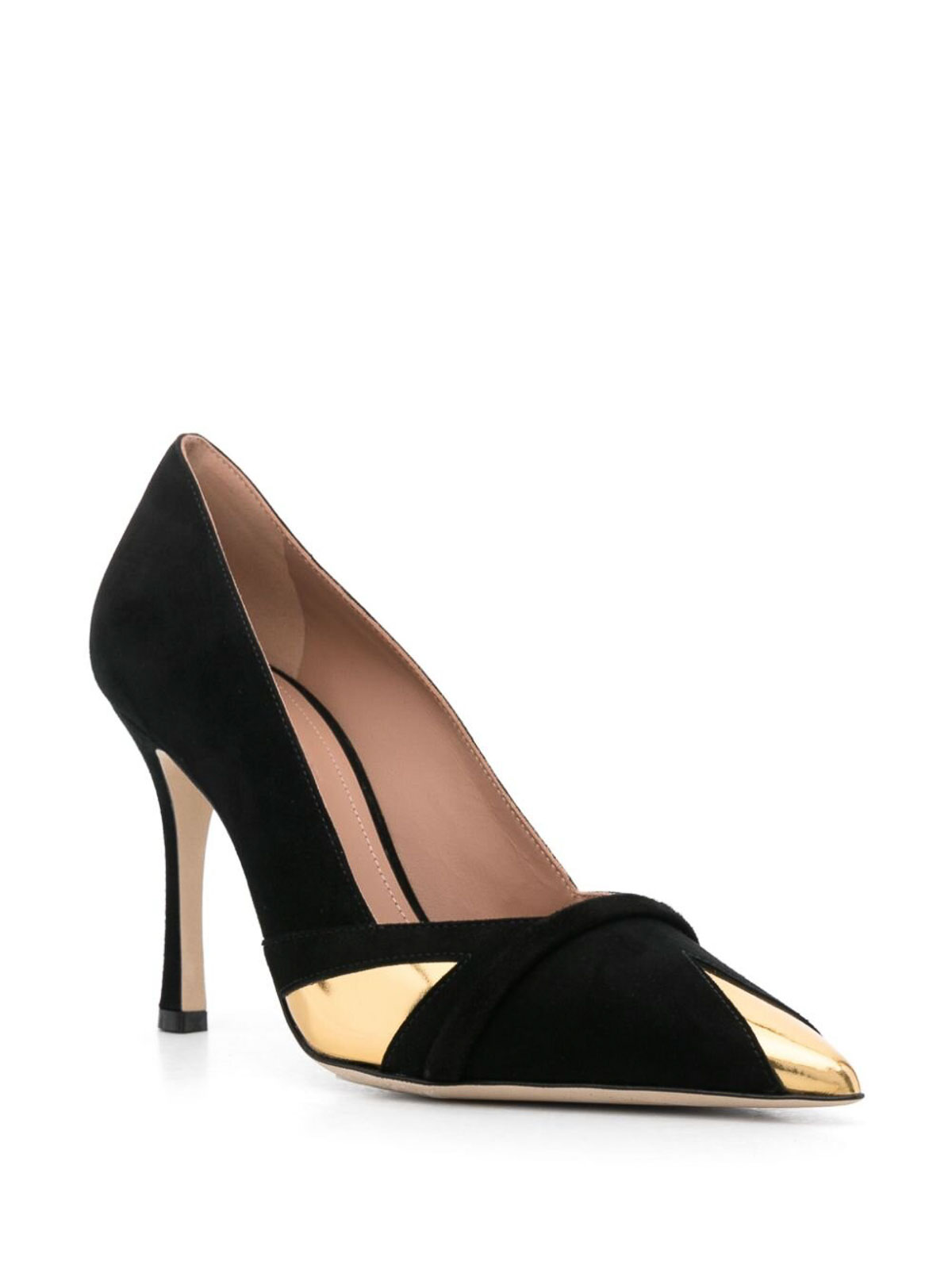 Shop Malone Souliers Pump Tacco 9 Camoscio In Gold