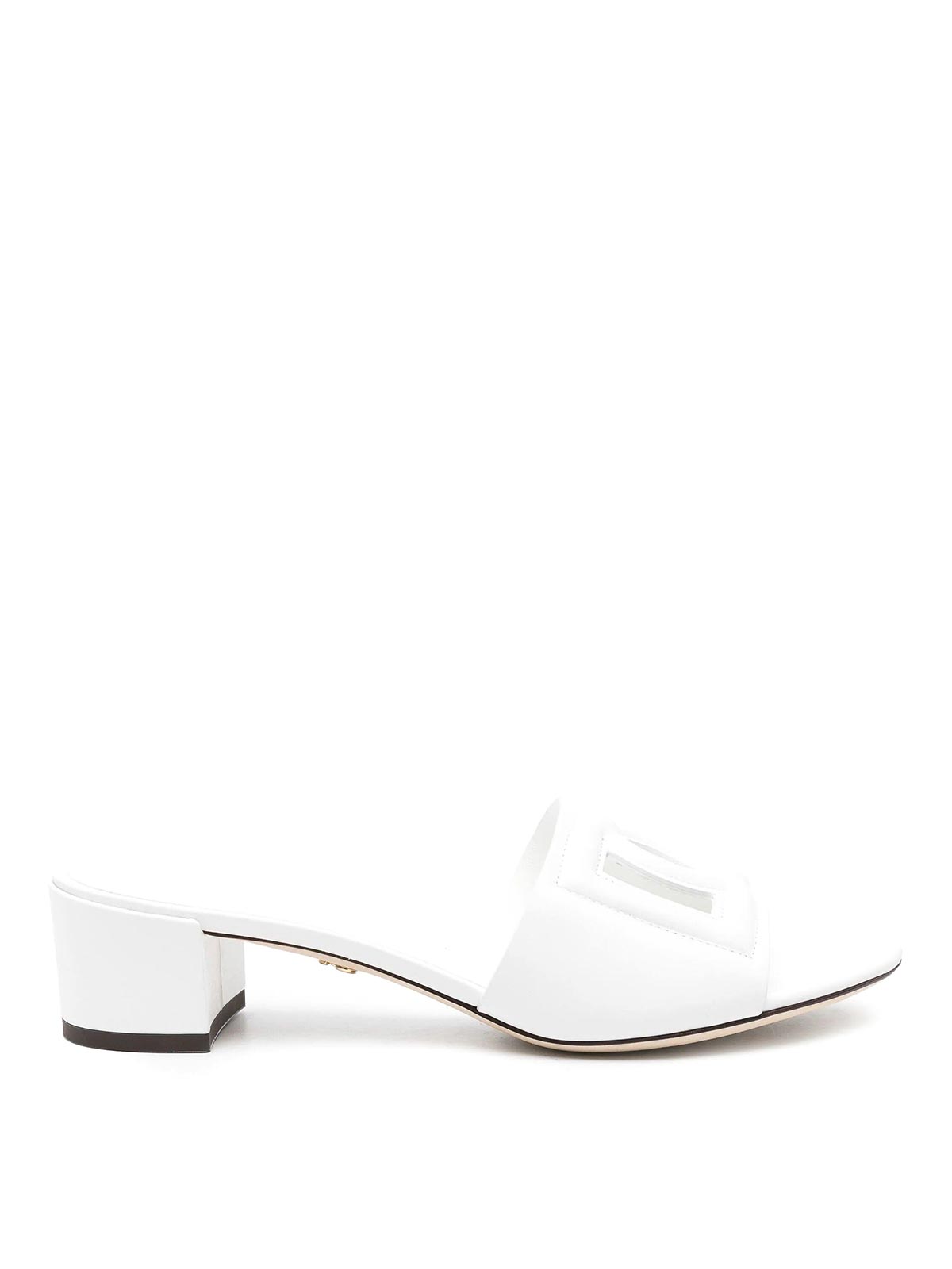 Dolce & Gabbana Smooth Calf Heel Slipper In White