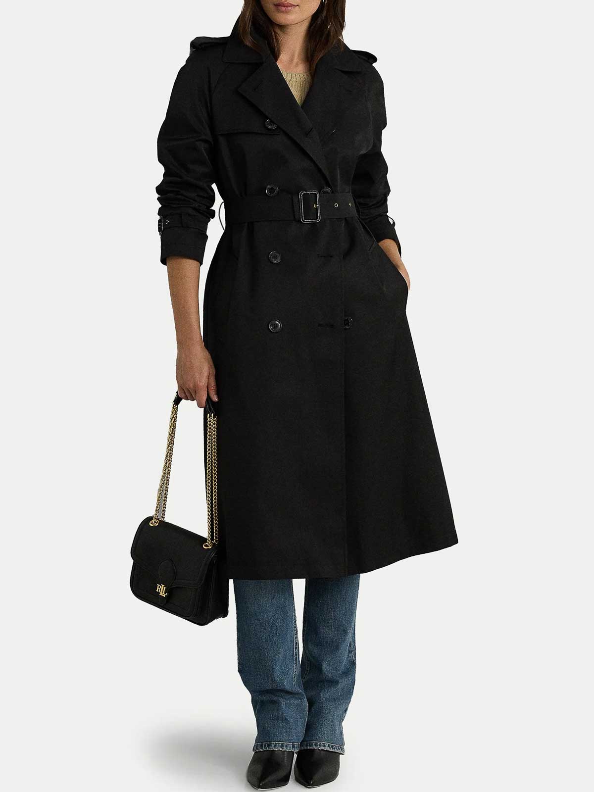 Ralph Lauren Bl Db W Ns44 Lined Coat In Black