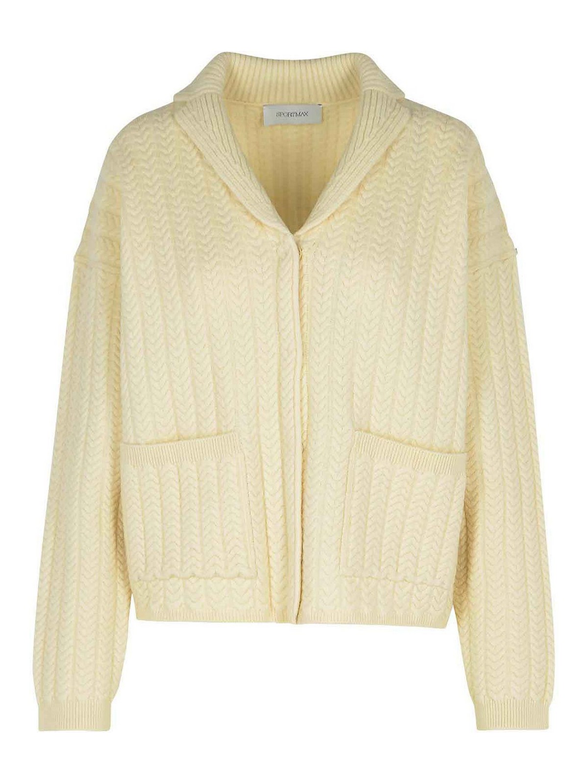 Shop Sportmax Tubinga Ivory Wool Blend Cardigan In White