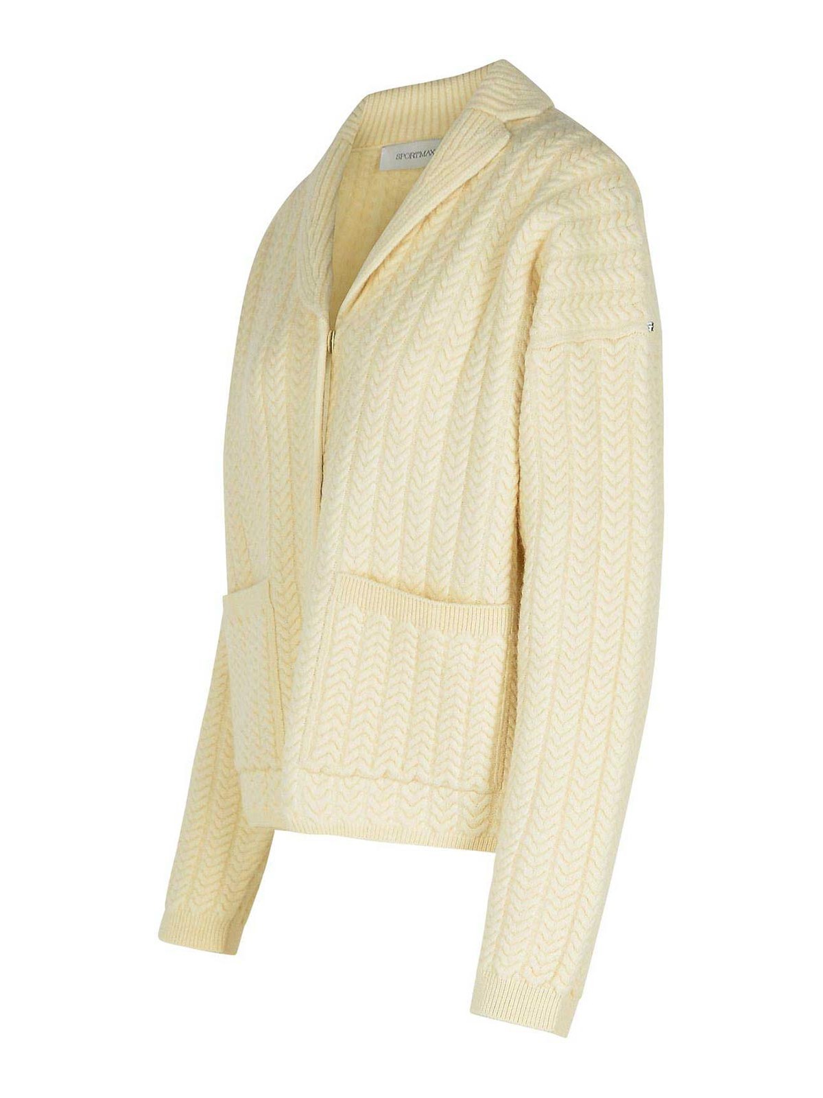 Shop Sportmax Tubinga Ivory Wool Blend Cardigan In White