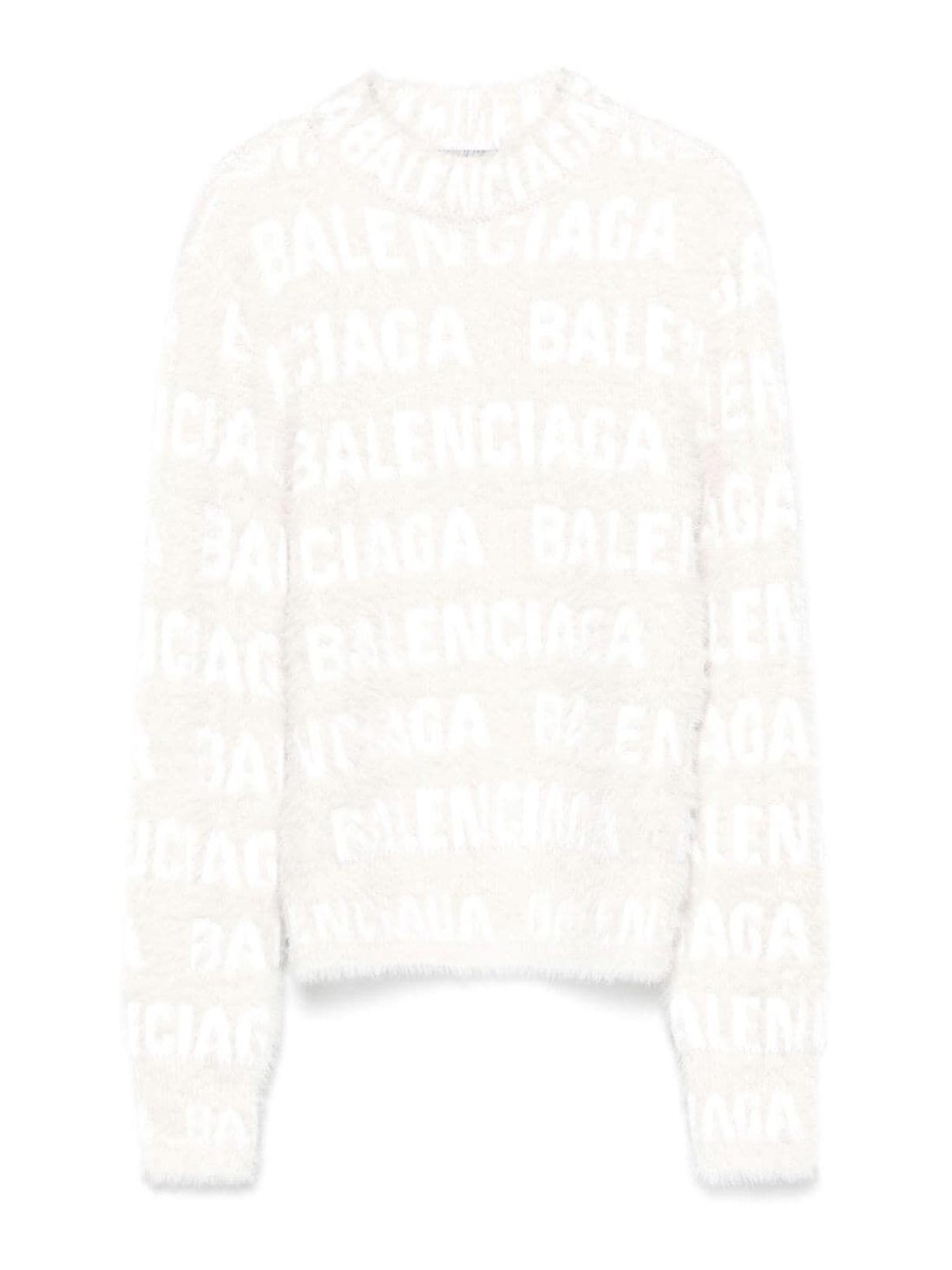 Balenciaga Furry Fitted Sweater In White