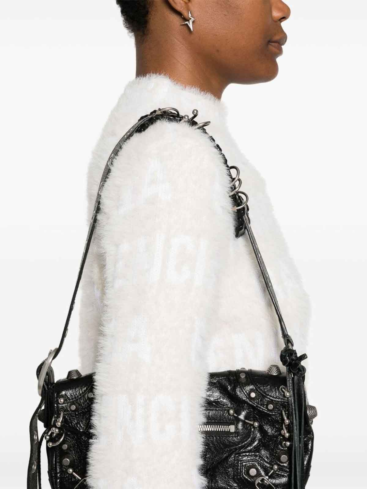 Shop Balenciaga Furry Fitted Sweater In White