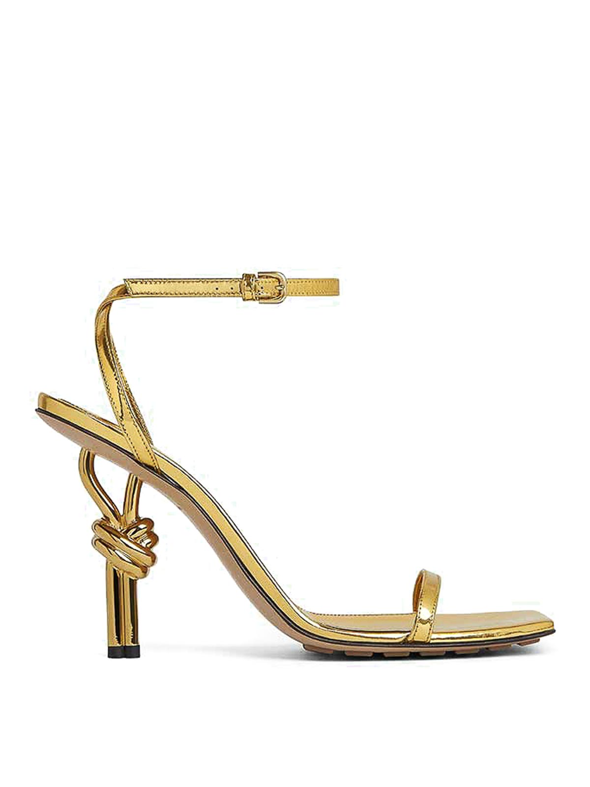 Shop Bottega Veneta Knot Sandal In Dorado