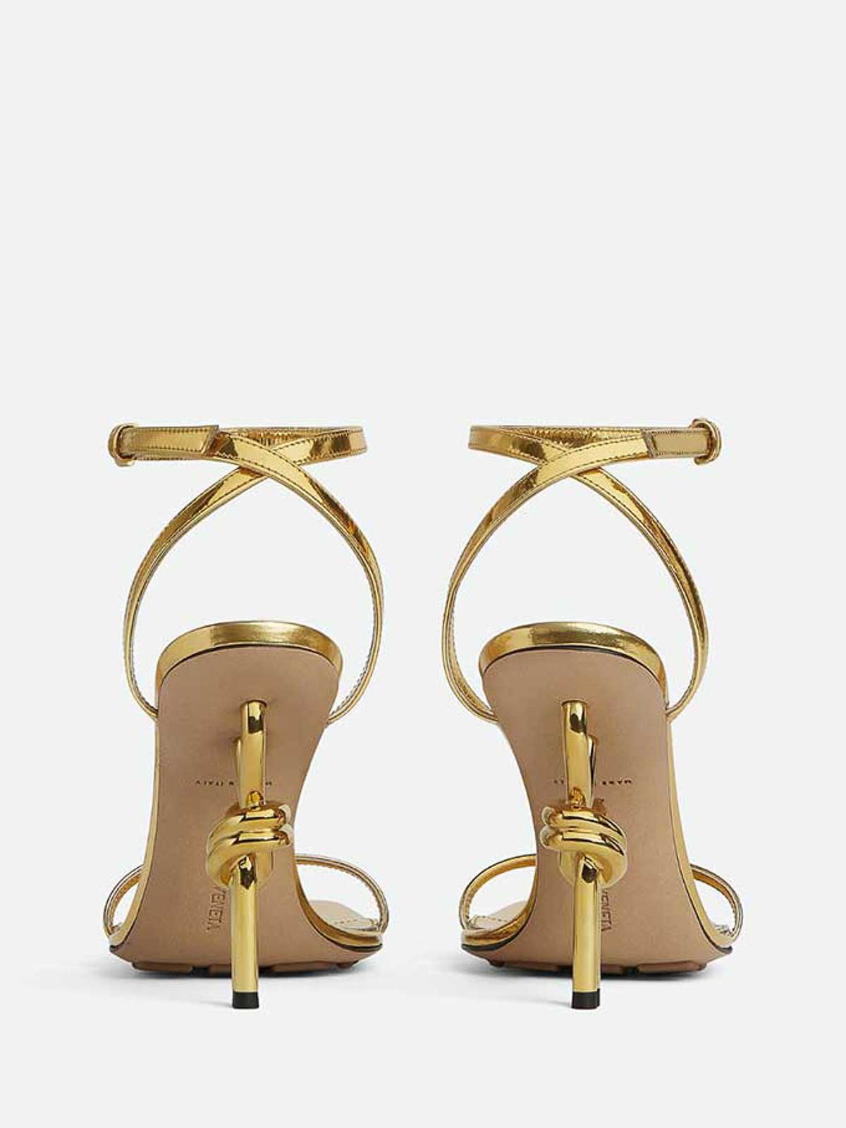 Shop Bottega Veneta Knot Sandal In Dorado