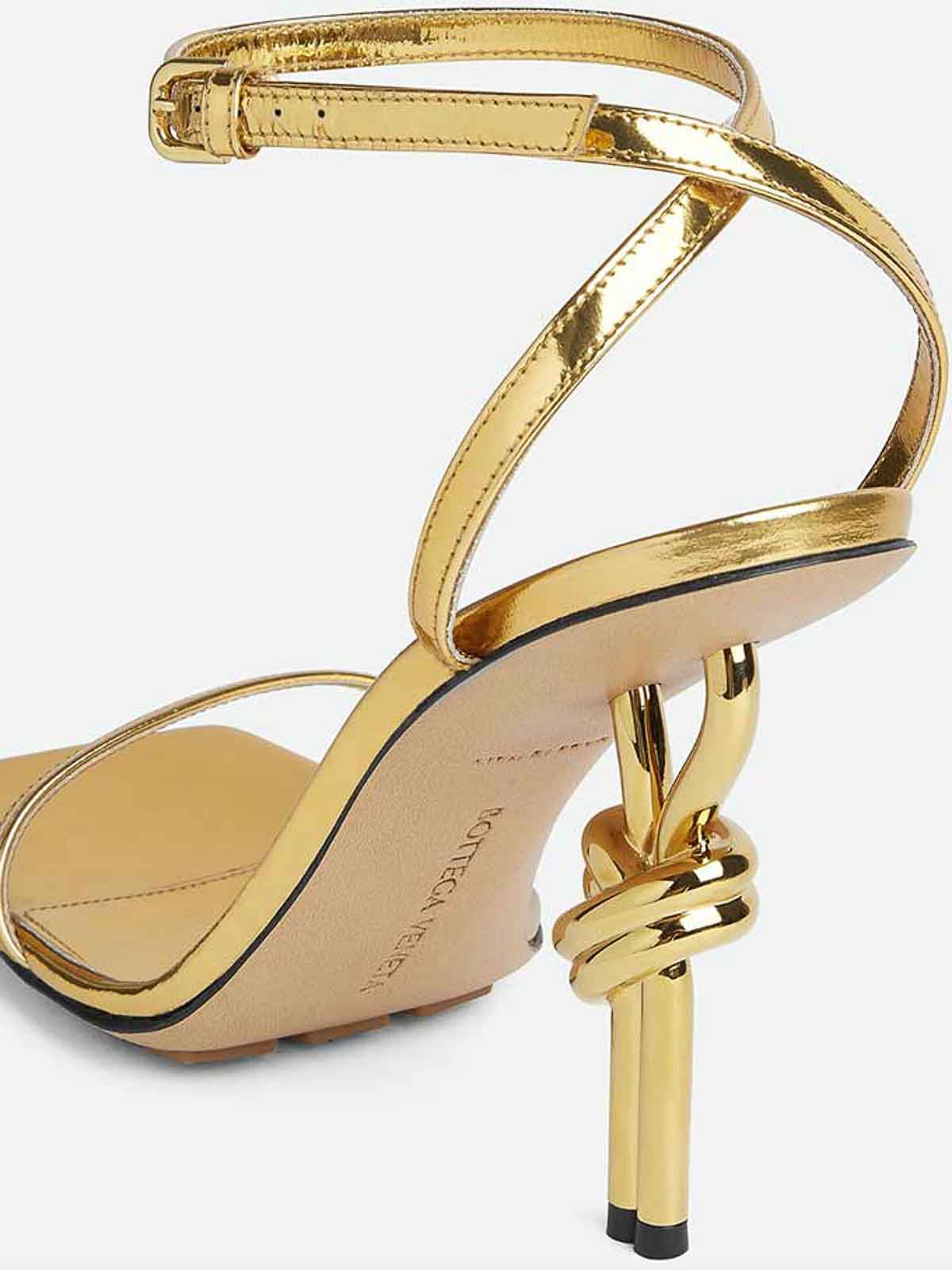 Shop Bottega Veneta Knot Sandal In Dorado