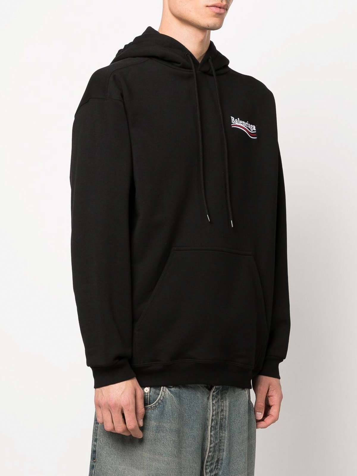 Shop Balenciaga Medium Fit Hoodie In Black