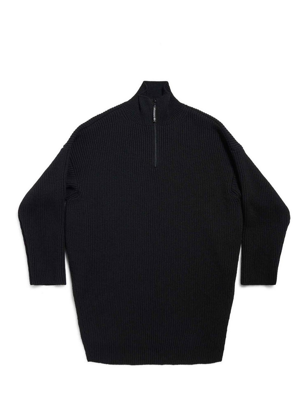 Balenciaga Half Zip High Neck Poncho In Black