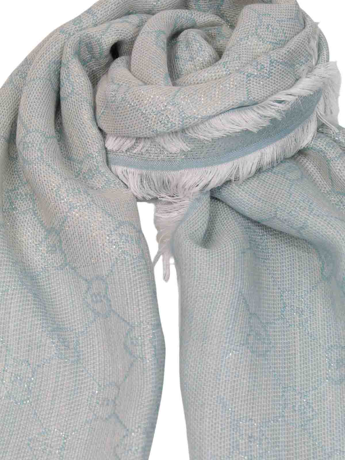 Shop Blugirl Logo Jaquard Foular Scarf In Light Grey