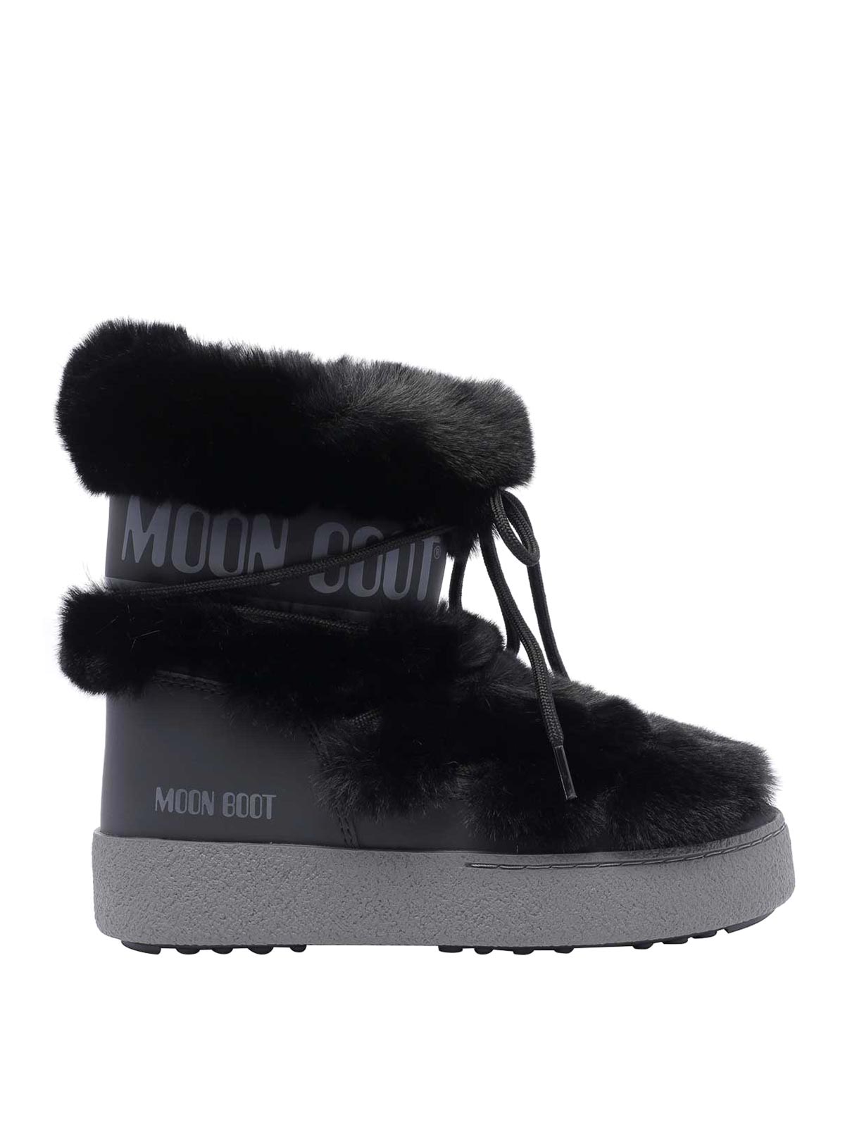 Moon Boot Ltrack Tube Faux Fur Booties In Black