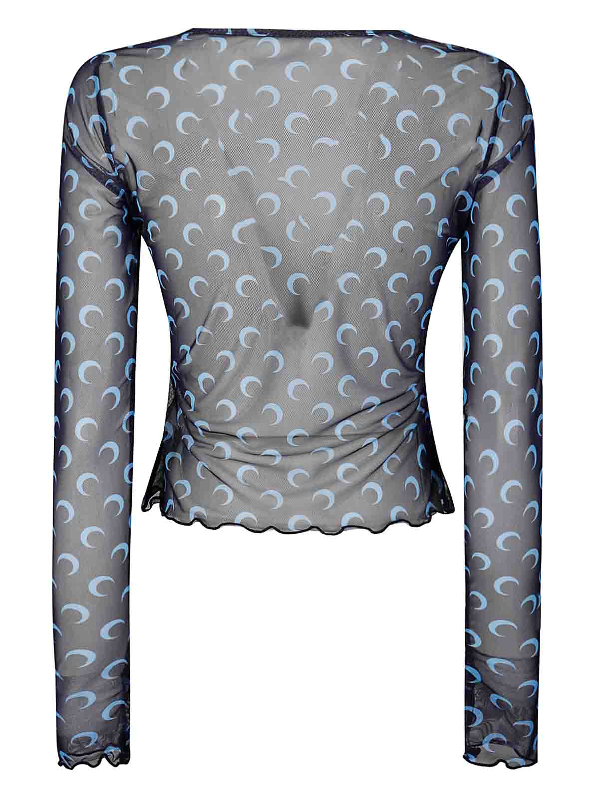 Marine Serre Moon Printed Mesh Second Skin Cropped Top|WTS012ABL90