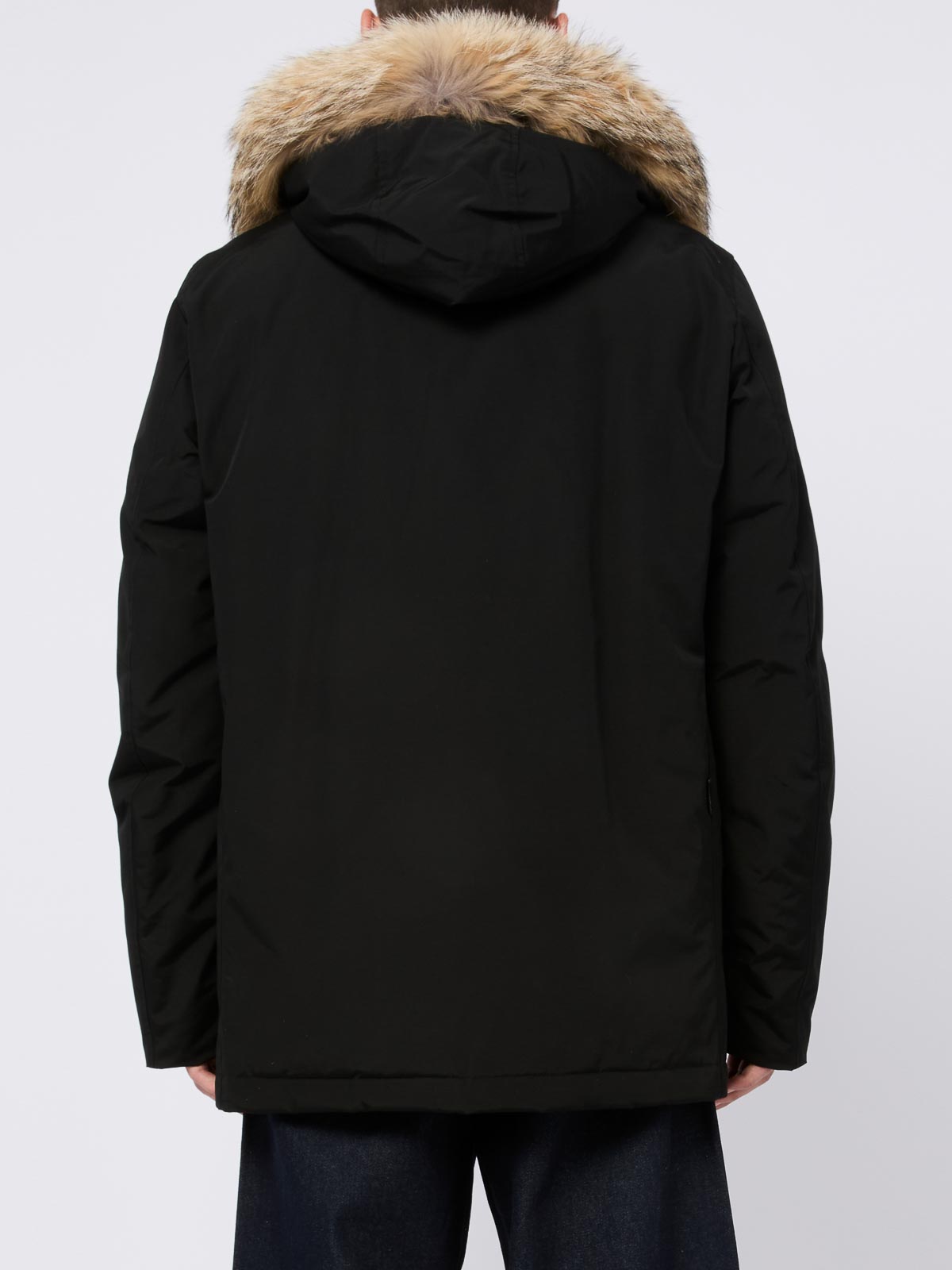 Woolrich Parka With Fur And Pockets In Black
