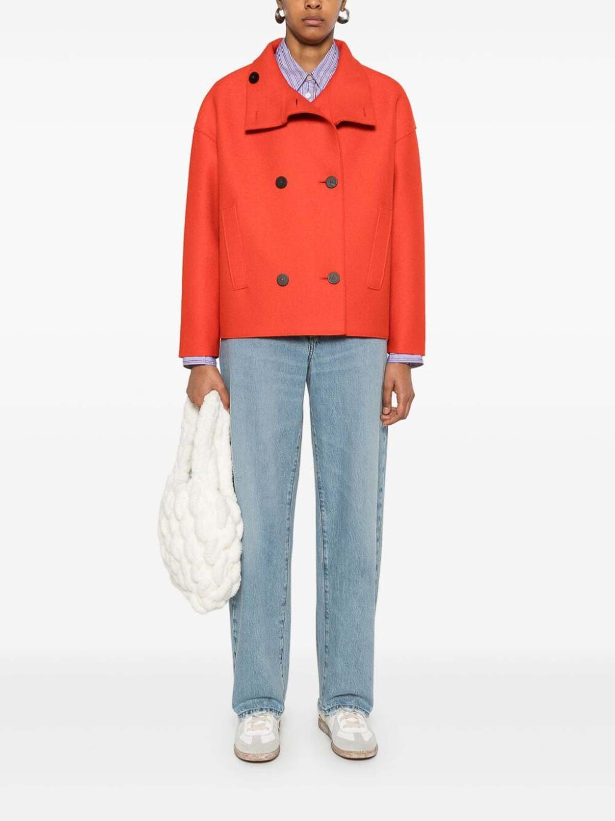 Harris Wharf London Jacket Cropped Funnel - Orange | A2484MLK095239