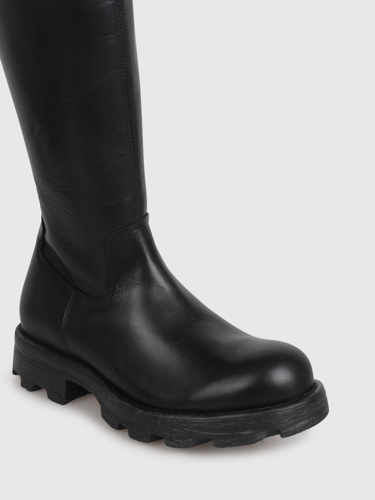 Diesel D-hammer-leather Knee-high Boots In Black