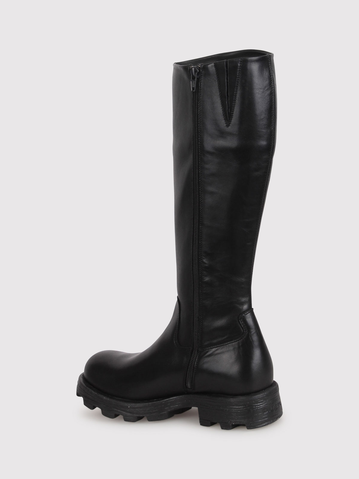 Diesel D-hammer-leather Knee-high Boots In Black