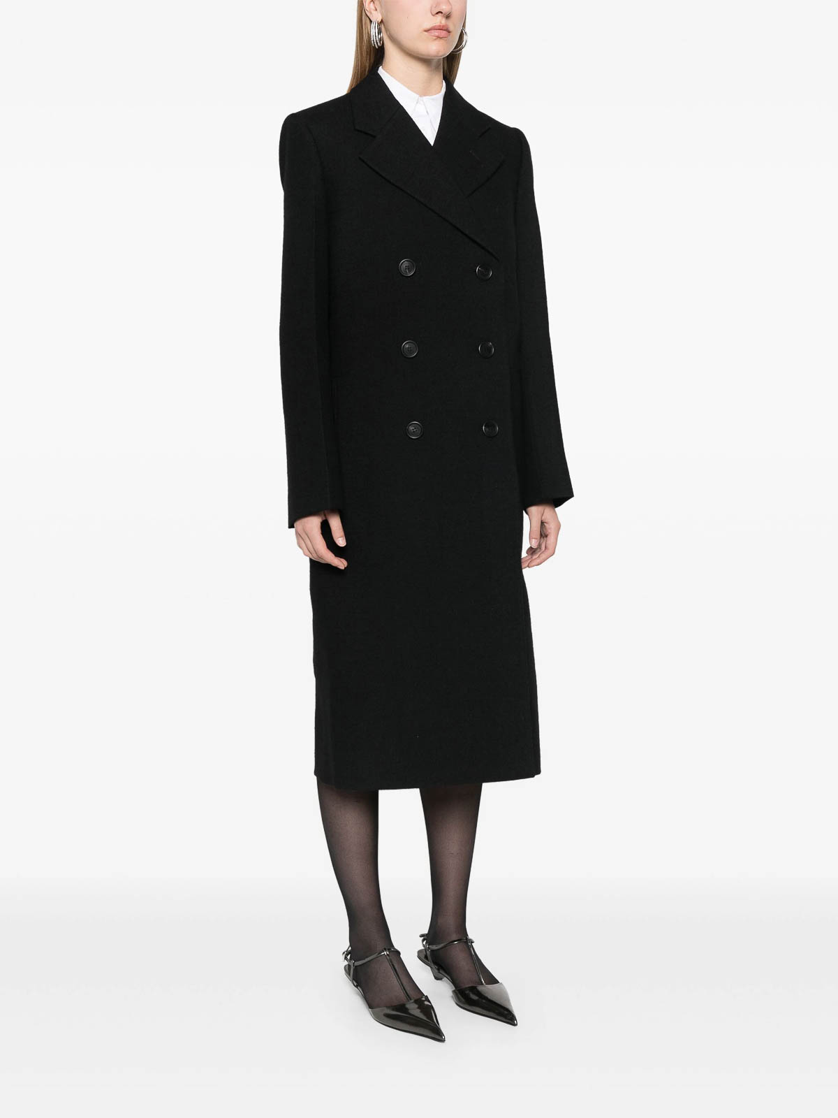 Prada Virgin Wool Coat In Black