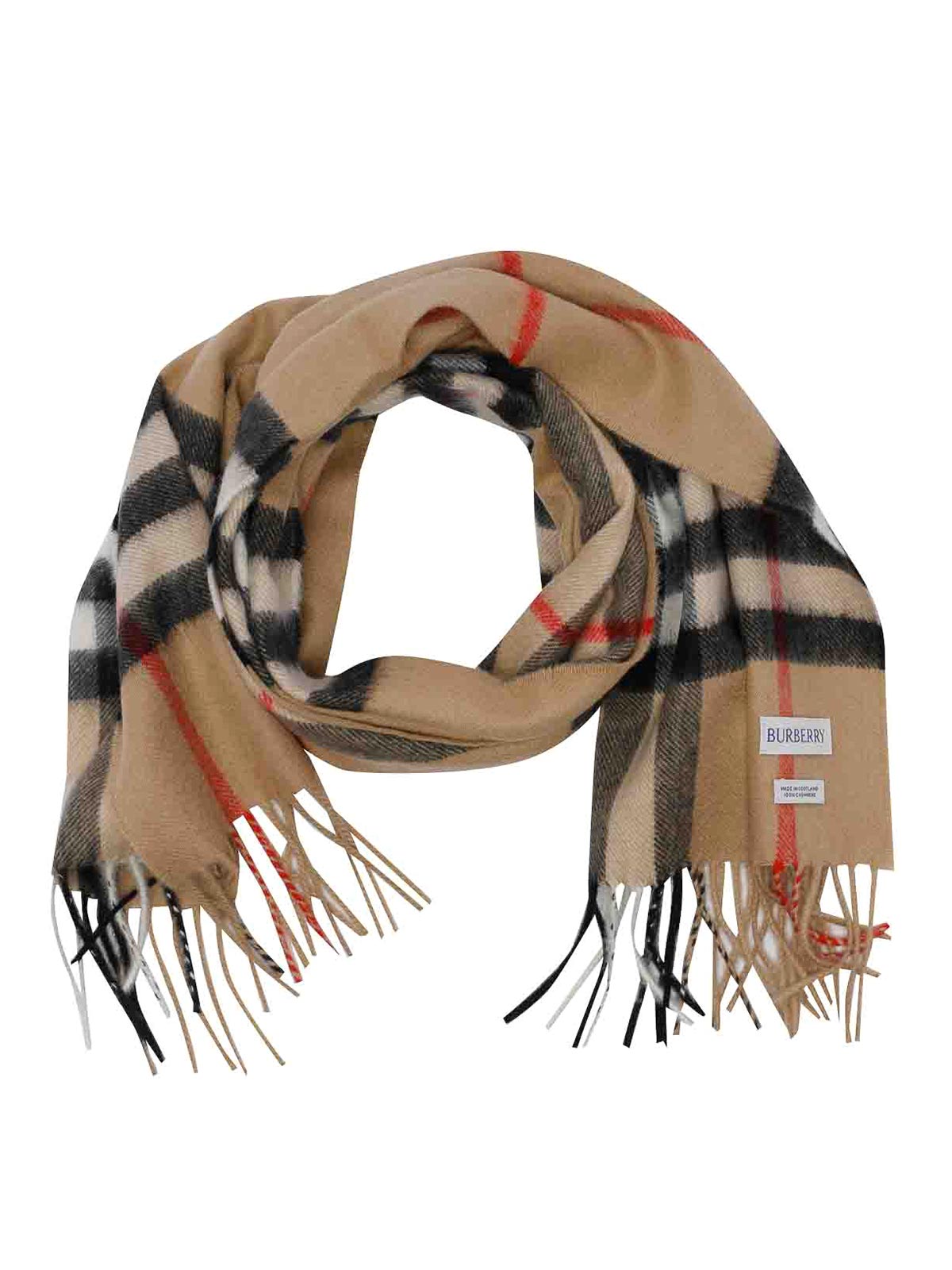 Burberry Sciarpa a quadri in cashmere Beige Donna 8076576