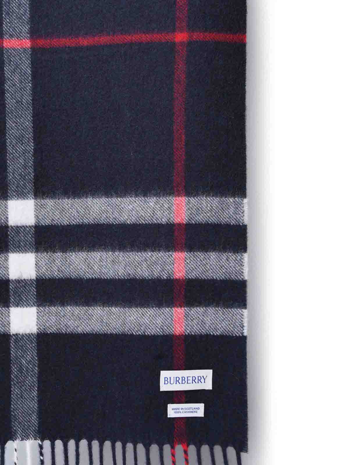Burberry Check-print Cashmere Reversible Scarf In Dark Blue