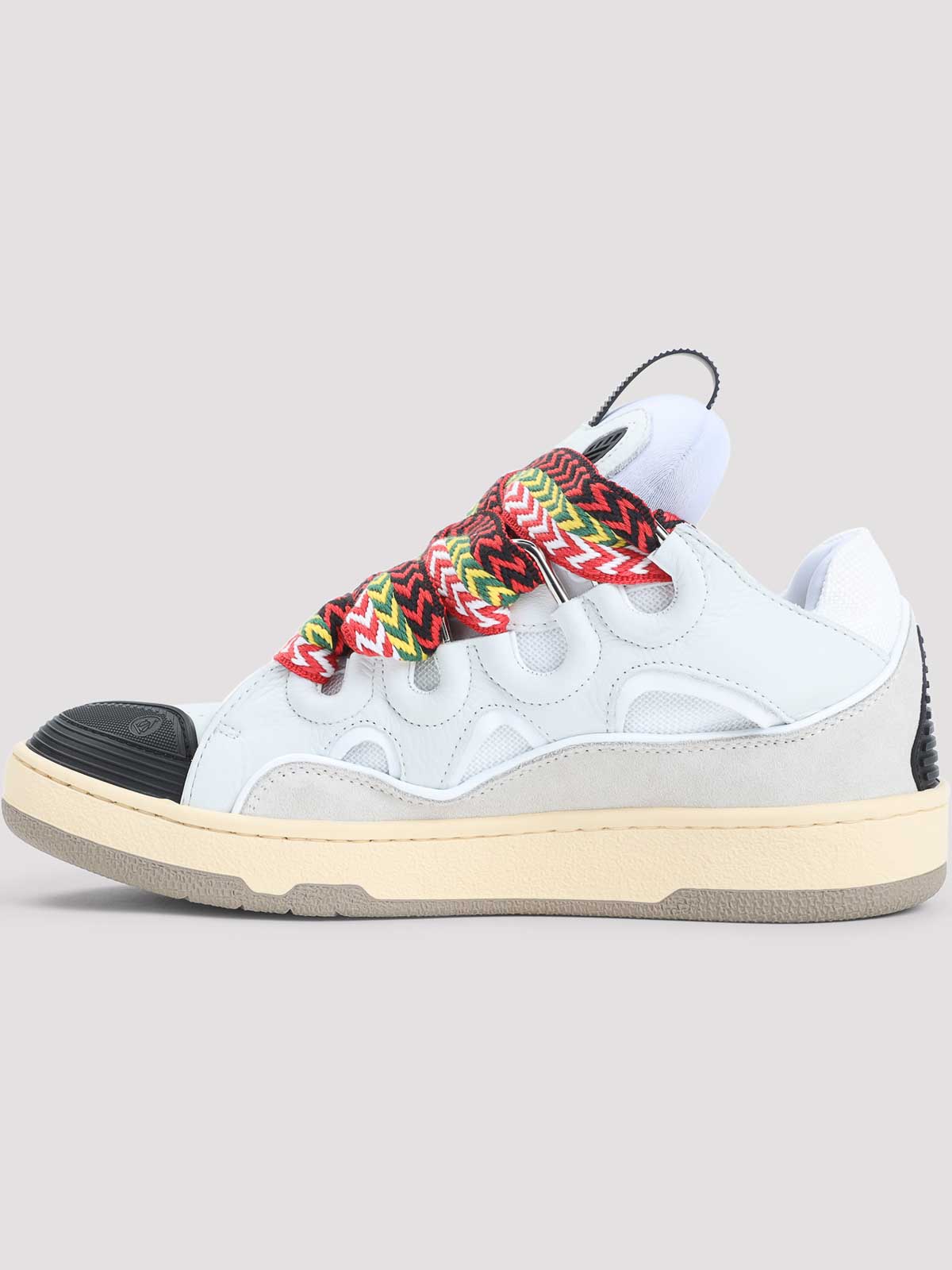 Lanvin Leather Sneakers With Unique Lacing System In White