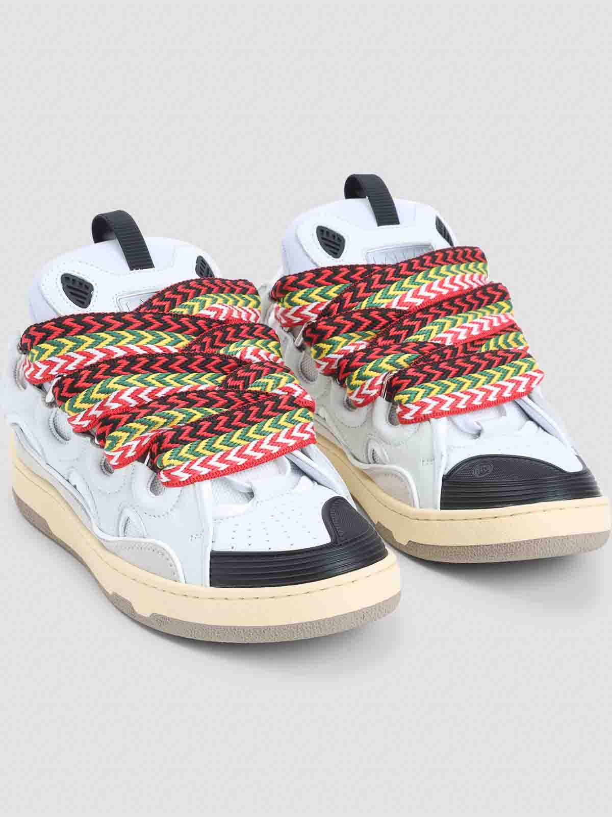 Lanvin Leather Sneakers With Unique Lacing System In White