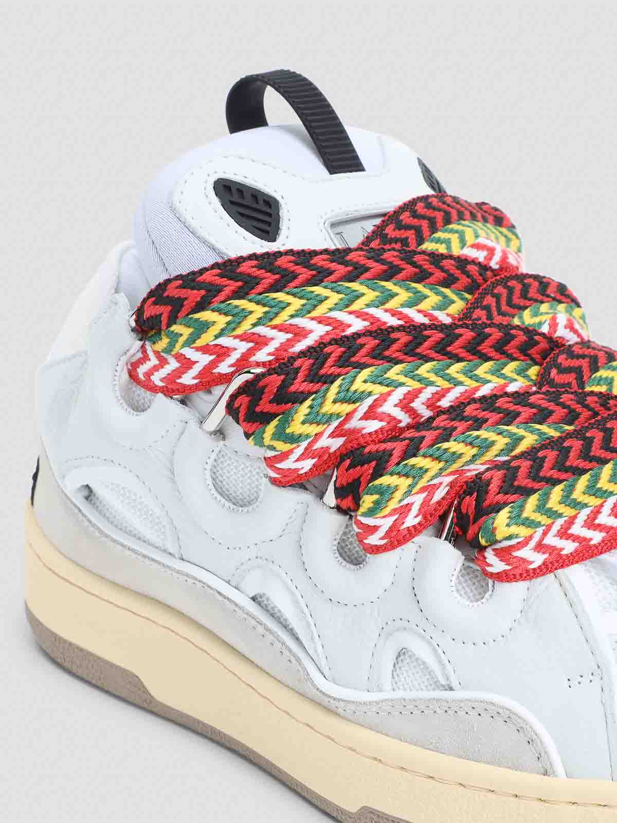 Lanvin Leather Sneakers With Unique Lacing System In White