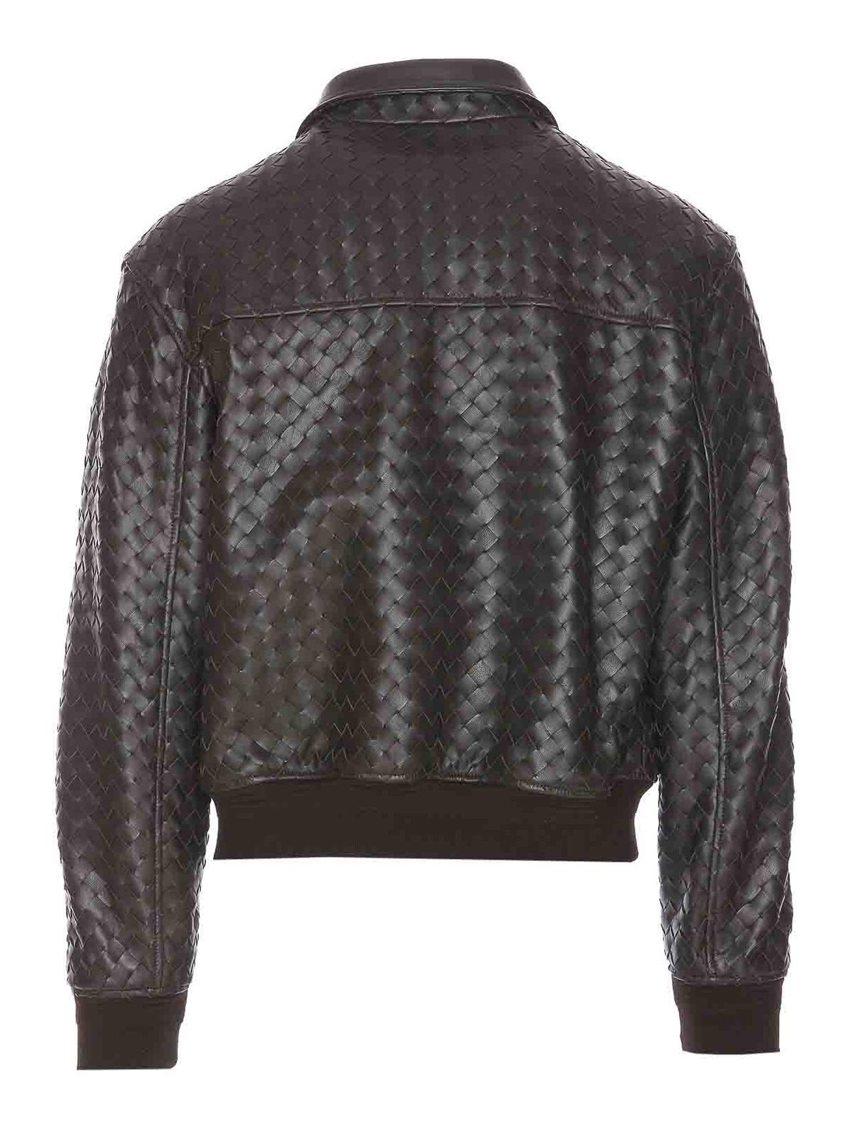 Bottega Veneta Intrecciato Leather Zip Jacket|811525V2JG02113
