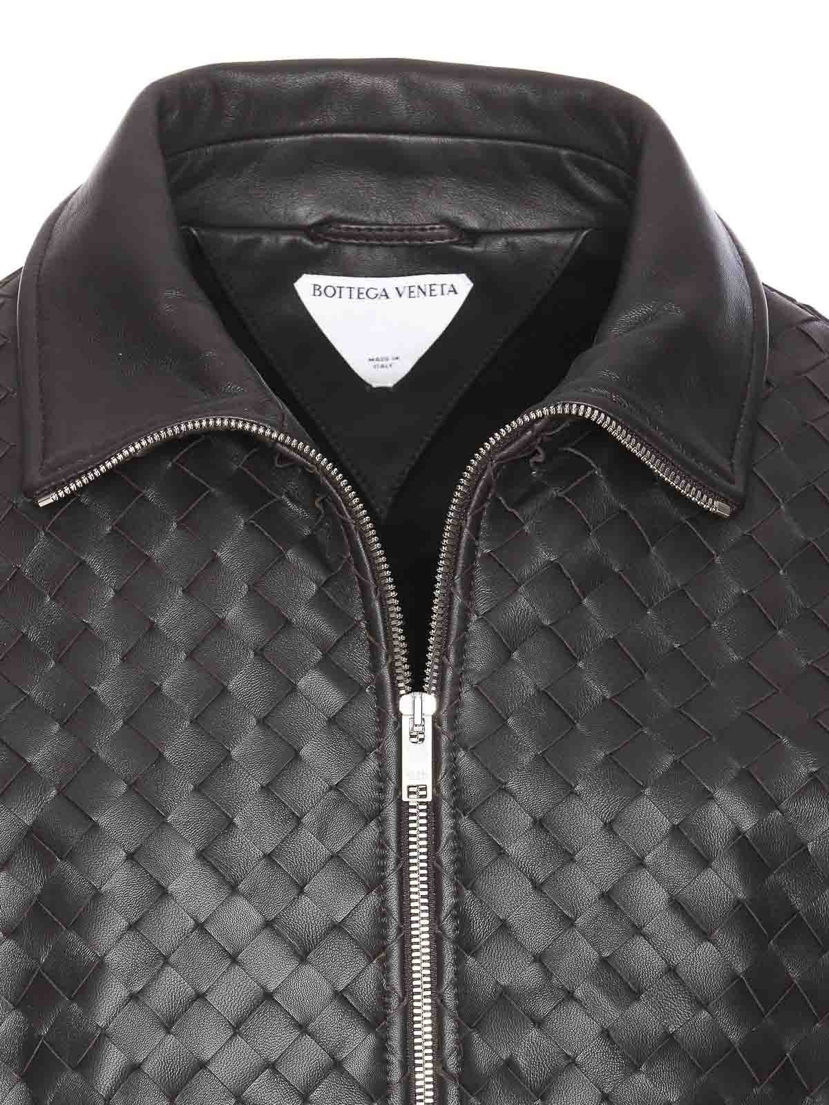 Bottega Veneta Intrecciato Leather Zip Jacket|811525V2JG02113