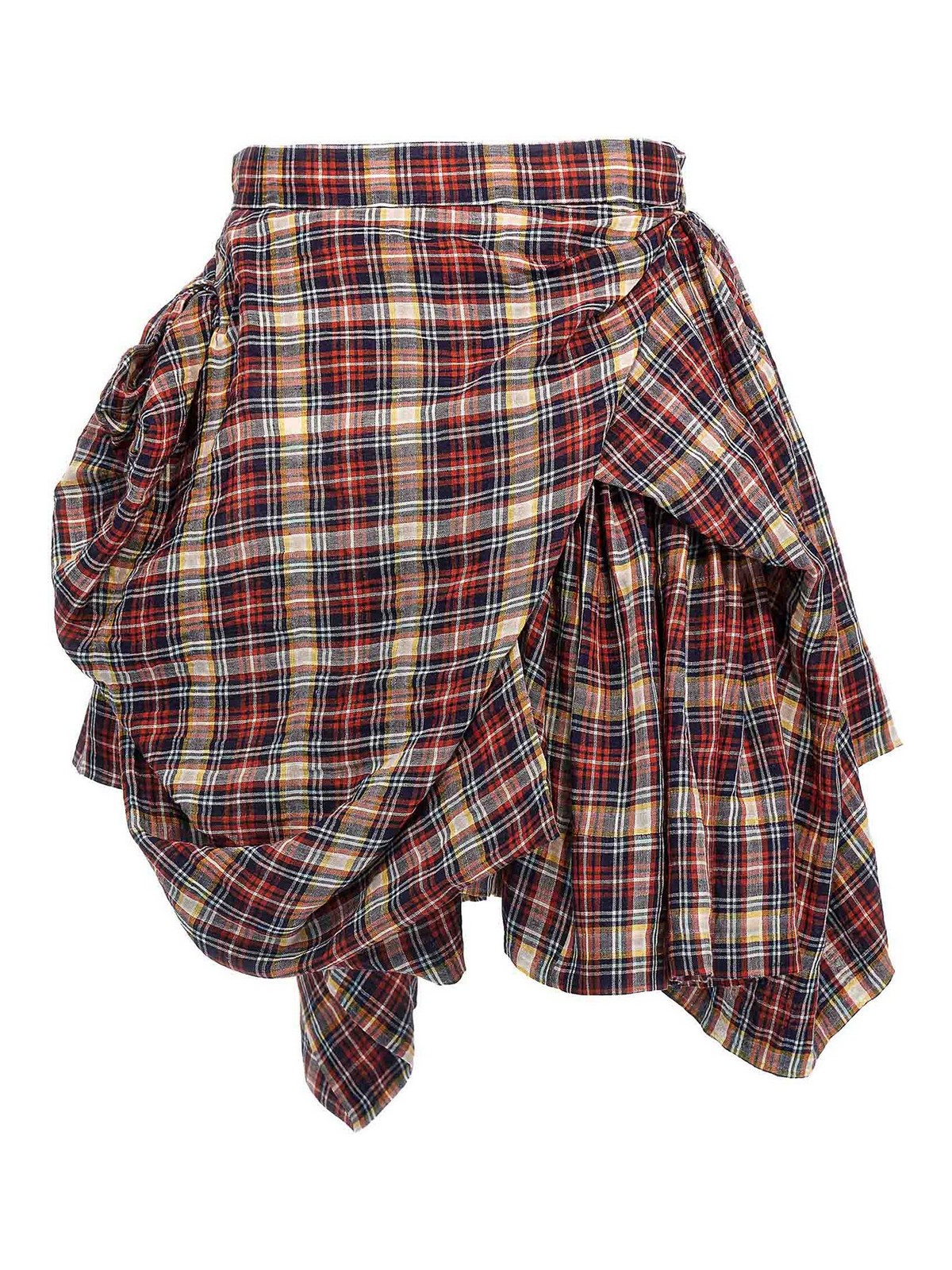 【Vivienne Westwood】アシンメトリー ドレープ NYMPH スカート Vivienne Westwood Nymph Check Asymmetric-Pleat Linen-Blend