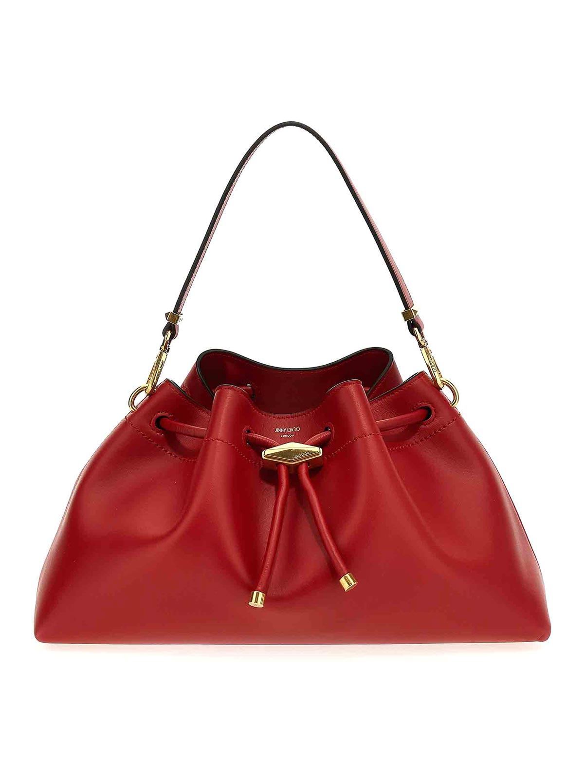 Jimmy Choo Bucket Bag In Red Color Leather In Red