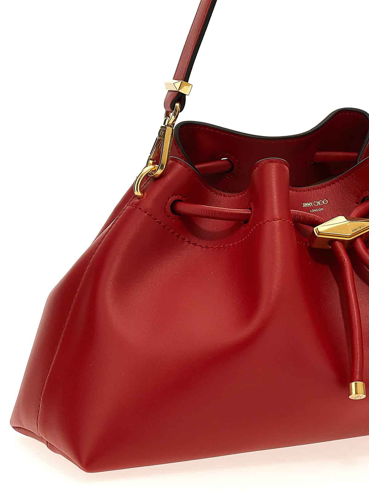 Jimmy Choo Bucket Bag In Red Color Leather In Red