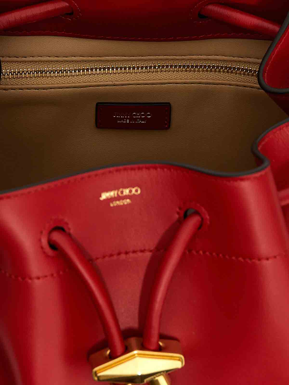 Jimmy Choo Bucket Bag In Red Color Leather In Red