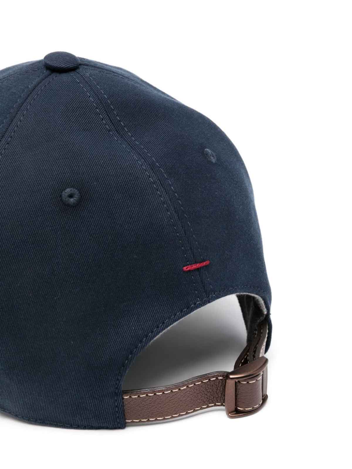 Brunello Cucinelli Baseball Cap In Garment-dyed Twisted Cotton Gabardine With Embroidered Logo In Blue