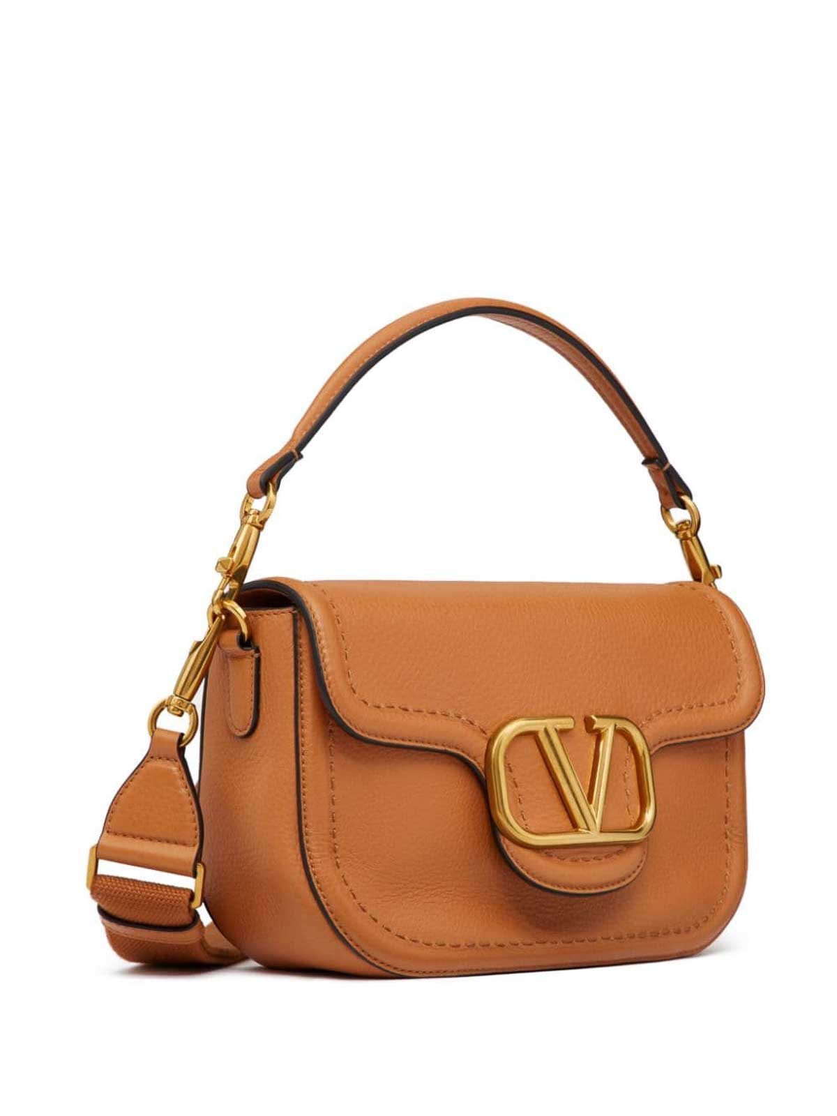 Valentino Alltime Leather Shoulder Bag In Camel