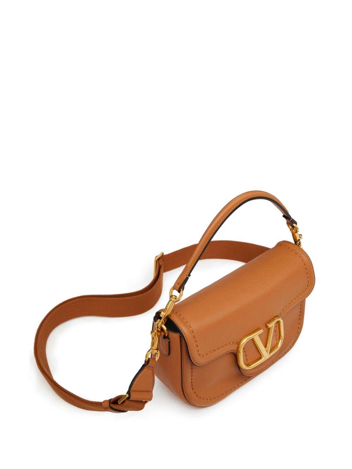 Valentino Alltime Leather Shoulder Bag In Camel