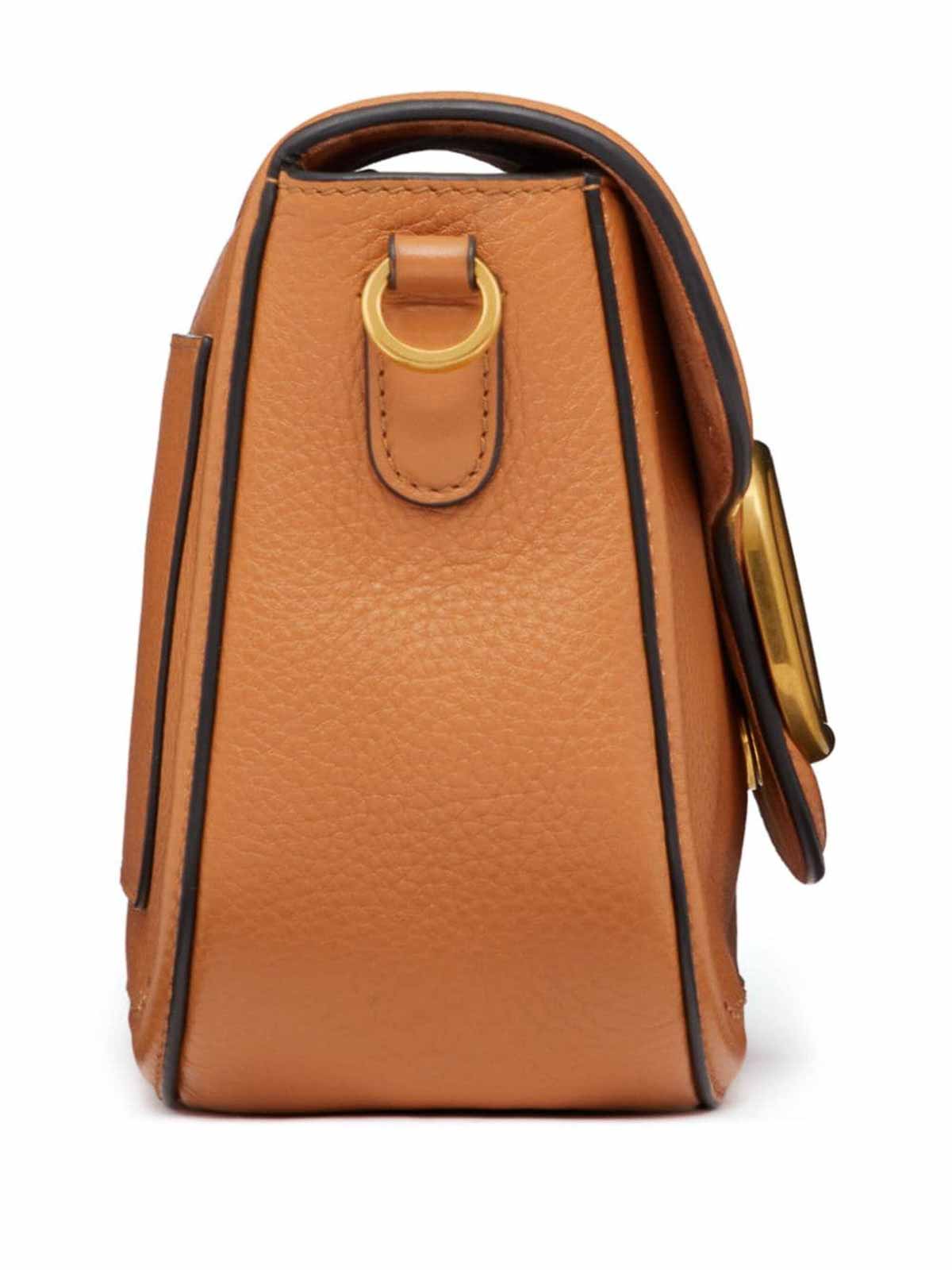 Valentino Alltime Leather Shoulder Bag In Camel