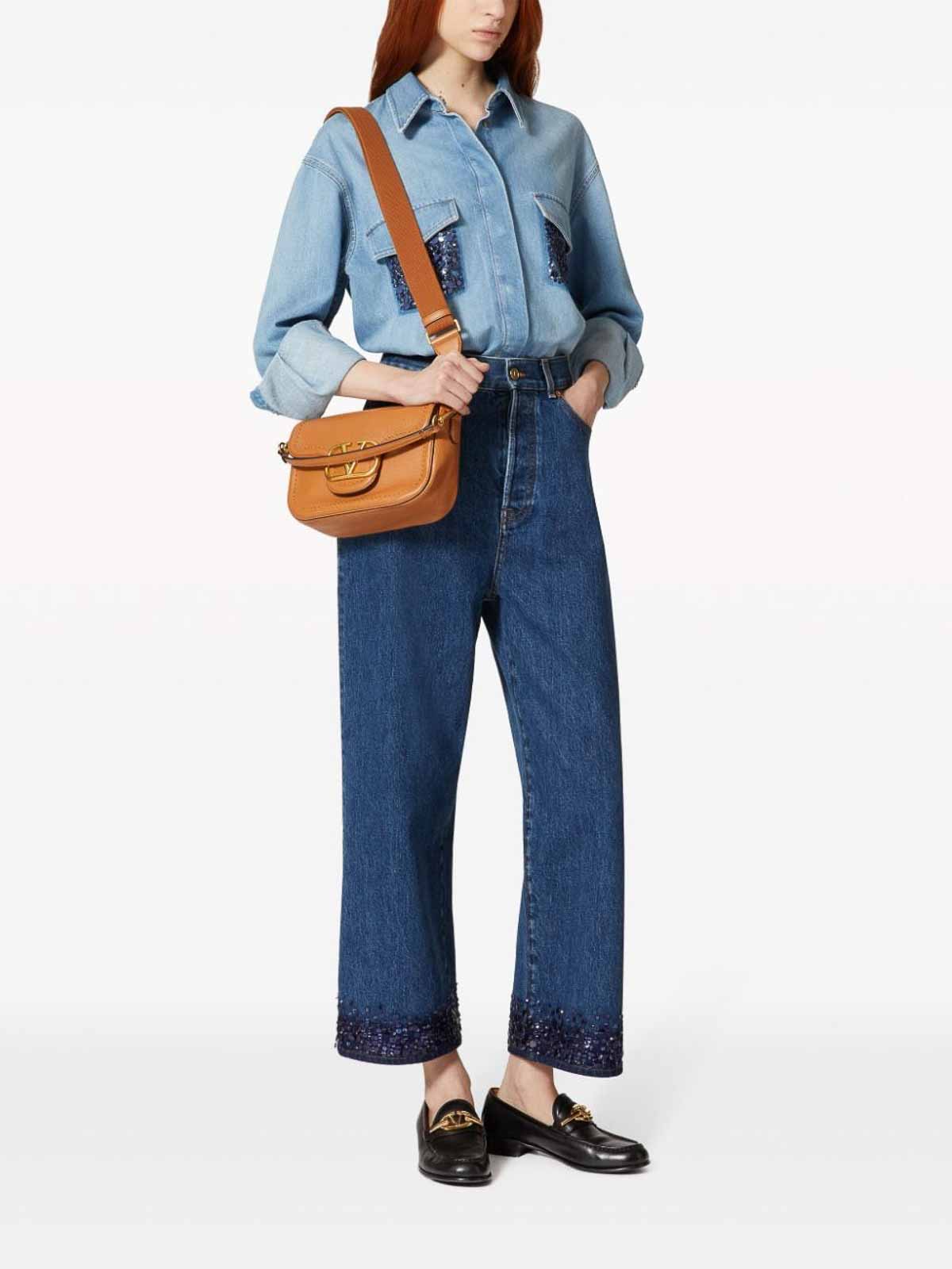 Valentino Alltime Leather Shoulder Bag In Camel
