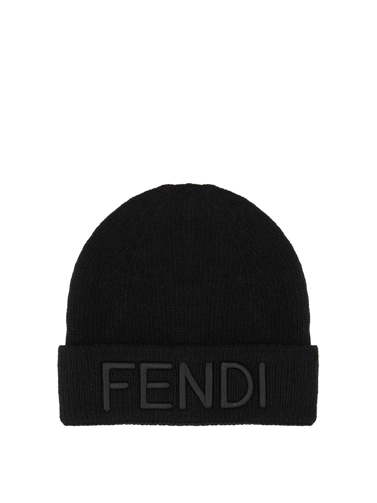 Fendi Wool Beanie Hat In Black
