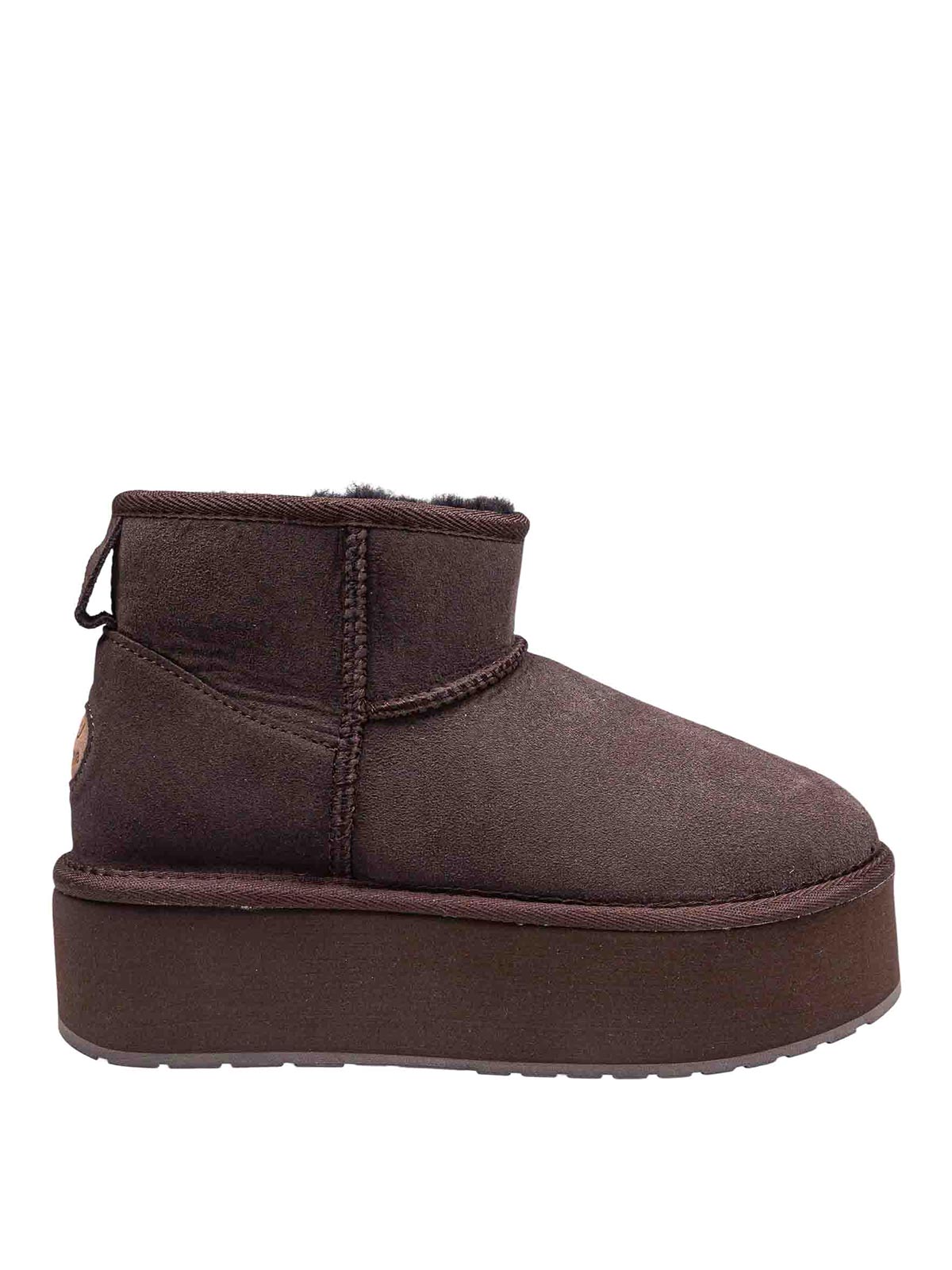 Emu Stoinger Micro Flatform Boot In Suede In Brown